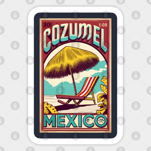 A Vintage Travel Art of Cozumel - Mexico Sticker by goodoldvintage